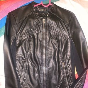 Express vegan leather double peplum jacket small